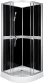 Kabiny prysznicowe - Novoterm Kerra Classic 90x90 profil satyna szkło czarny + brodzik - miniaturka - grafika 1