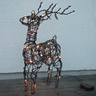 Best Season Brązowy ratan - zewnętrzna dekoracja LED Deer - Oświetlenie świąteczne - miniaturka - grafika 4