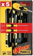 Śrubokręty - Modeco Komplet wkrętaków uniwersalnych, 5 sztuk, płaski + krzyżowy, 50 HRC, MN-11-039 - miniaturka - grafika 1