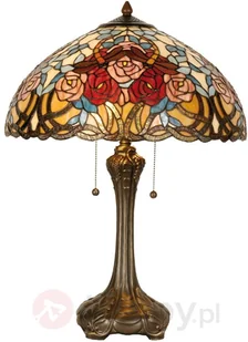 Clayre&Eef Kwiatowa lampa stołowa Scarlett w stylu Tiffany - Lampy stojące - miniaturka - grafika 2
