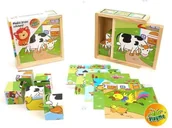 Klocki - Brimarex KLOCKI DREWNIANE W SKRZYNCE UKŁADANKA ZWIERZĘTA 7558 - miniaturka - grafika 1