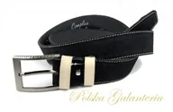 Paski - Complex Pasek Czarny Z Nitką Ecru (PL) Skórzany brązowyna Licowa Zamsz 40 mm - miniaturka - grafika 1