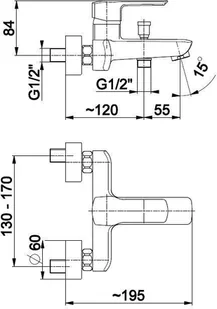 KFA Aquamaryn 4614-010-00 - Baterie wannowe i prysznicowe - miniaturka - grafika 2