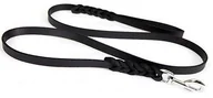 Smycze dla psów - Dingo Smycz Skóra natłuszczana z zaplatanymi elementami 180 cm czarna 8385 - miniaturka - grafika 1