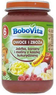 Bobovita Deserek Owoce i zboża - jabłka, banany i maliny z kaszką kukurydzianą - Desery dla dzieci - miniaturka - grafika 2