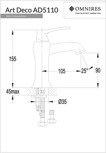 Omnires BIHC ART DECO AD5110 - Baterie umywalkowe - miniaturka - grafika 2