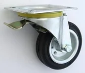 Kółka i bloczki - Zabi Koło metalowo-gumowe w obudowie skrętnej z hamulcem fi 100 - miniaturka - grafika 1