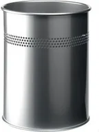 Kosze biurowe - Durable Kosz na śmieci okrągły metalowy 15l perforacja 30mm srebrny - miniaturka - grafika 1