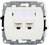 Gniazdka elektryczne - Karlik Gniazdo Komputer Podwójne 2xRJ45 kat.5e GK-2 biały - miniaturka - grafika 1