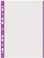 Koszulki na dokumenty - Donau Koszulki na dokumenty , PP, A4, groszkowe, kolorowy brzeg - fioletowy, 100s - miniaturka - grafika 1