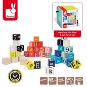 Klocki - Janod KLOCKI drewniane Kubix litery i cyferki 40 sztuk, J08065 - miniaturka - grafika 1
