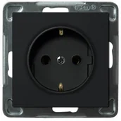 Gniazdka elektryczne - Ospel Gniazdo Pojedyncze z uziemieniem schuko GP-1RS/m/33 CZARNY METALIK - miniaturka - grafika 1