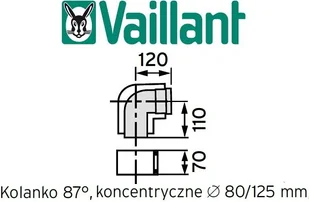 Vaillant Kolano 87° koncentryczne 80/125 mm, PP kolano do komina kod 303210 - Kominy i akcesoria - miniaturka - grafika 5