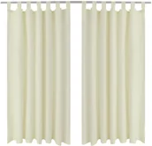 Zasłony - vidaXL Kremowe atłasowe zasłony z pętelkami 2 szt. 140x245 cm - miniaturka - grafika 1