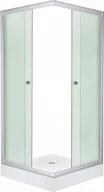 Kabiny prysznicowe - Novoterm Kerra Pico 70x70 profil satyna szkło faktura lnu + brodzik - miniaturka - grafika 1