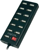 Huby USB - LogiLink HUB USB UA0126 13 portów USB 2.0 przełącznik on/off wskaźnik LED czarny - miniaturka - grafika 1