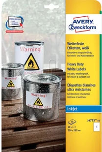 Avery Zweckform Etykiety Zweckform Heavy Duty 210 x 297mm poliestrowe białe 10 ark./op. J4 - Etykiety samoprzylepne i bloki etykiet - miniaturka - grafika 3