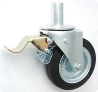 Kółka i bloczki - Zabi Koło metalowo-gumowe w obudowie skrętnej z trzpieniem i hamulcem fi 160 - miniaturka - grafika 1