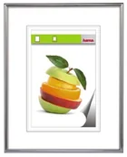 Ramki na zdjęcia - Hama rama z tworzywa sztucznego, format A4, z passepartout o wymiarach 15 x 20 cm, przeszklenie z tworzywa sztucznego, odpornego na pękanie, do zawieszenia, srebrna 00061776 - miniaturka - grafika 1