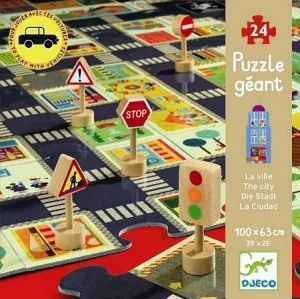 Djeco Puzzle Ulice w mieście ze znakami drogowymi - Puzzle - miniaturka - grafika 2