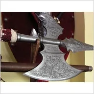 Repliki - broń - Płatnerze hiszpańscy WIELKA ZDOBIONA Halabarda STAL TOLEDAŃSKA - miniaturka - grafika 1