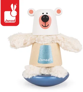 Janod Miś Polarny piramida drewniana z elementami futerka Janod_piramida_Mis - Klocki - miniaturka - grafika 3