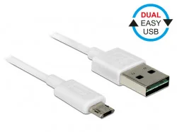 Delock Kabel Micro USB AM-BM DUAL EASY-USB 2m White 84808 - Kable komputerowe i do monitorów - miniaturka - grafika 5