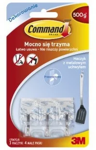 3M HACZYKI COMMAND Z METAL.UCHWYTEM 3szt 4pas TRANSP. - Taśmy klejące - miniaturka - grafika 2