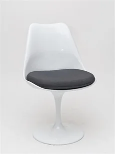 Fotel biurowy, krzesło biurowe D2.Design Krzesło Tul białe/szara poduszka - Fotele i krzesła biurowe - miniaturka - grafika 3