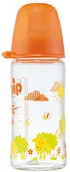 Butelki dla niemowląt - NIP Butelka szklana 240ml Owieczka kolor pomarańczowy Girl ze smoczkiemsilikonow - miniaturka - grafika 1