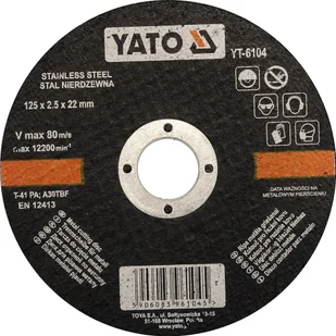 Yato Tarcza do cięcia stali nierdzewnej 125x2,5x22 mm YT-6104 - Tarcze do pił - miniaturka - grafika 2