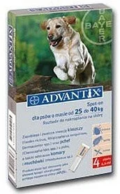 Bayer ADVANTIX SPOT-ON 4,0ml d/psa 25-40kg op.4ampułki - Artykuły przeciw pasożytom Bayer ADVANTIX SPOT-ON 4,0ml d/psa 25-40kg op.4ampułki - Artykuły przeciw pasożytom - miniaturka - grafika 2