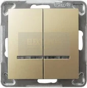 Wyłączniki światła i elektryczne - Ospel Wyłącznik ścienny IMPRESJA MODUŁ dwugrupowy z podśw. złoty metalik - miniaturka - grafika 1