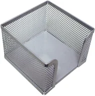 Przyborniki na biurko - Q-CONNECT Pojemnik na karteczki Office Set, metalowy, srebrny KF00881 - miniaturka - grafika 1