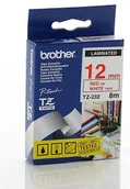 Etykiety do drukarek - Brother TZ-232 12mm Taśma Laminowana, czerwony nadruk/białe tło [TZ-232] - miniaturka - grafika 1