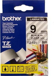 Brother TZ-121 9mm taśma laminowana, czarny nadruk/przeźroczyste tło - Taśmy do drukarek barwiące Brother TZ-121 9mm taśma laminowana, czarny nadruk/przeźroczyste tło - Taśmy do drukarek barwiące - miniaturka - grafika 2