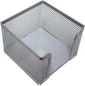 Przyborniki na biurko - Q-CONNECT Pojemnik na karteczki Office Set, metalowy, srebrny KF00881 - miniaturka - grafika 1