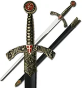 Repliki - akcesoria - USA BOGATO ZDOBIONY RYCERSKI MIECZ TEMPLARIUSZY Z POCHWĄ - miniaturka - grafika 1