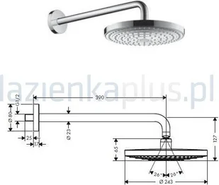 Hansgrohe RAINDANCE SELECT S 240 deszczownica ścienna biały/chrom 26466400 - Deszczownice - miniaturka - grafika 2