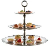 Tace i patery - Alessi Etażerka na ciasto Dressed for X-mas trzypoziomowa stalowa (MW52/3) - miniaturka - grafika 1