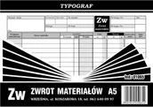 Druki akcydensowe - Typograf Druk Zwrot Materiałów ZW A5 01065 TP038 - miniaturka - grafika 1