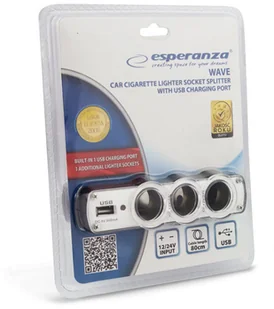 Esperanza Uniwersalny Rozdzielacz Samochodowy Wave EZ124 - Ładowarki samochodowe - miniaturka - grafika 2