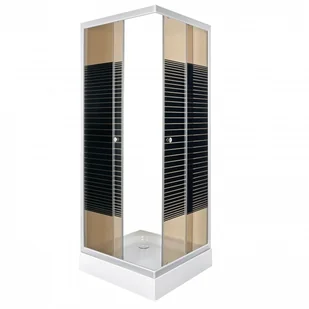 Novoterm Kerra Pico Stripe 80x80 profil satyna + brodzik - Kabiny prysznicowe - miniaturka - grafika 2