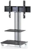 Akcesoria do monitorów - VCM stojak TV Tosal szkło czarne, srebrny, z podstawką i kółkami 17115 - miniaturka - grafika 1
