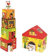 Klocki - Janod Piramida wieża ze zwierzątkami Farma - miniaturka - grafika 1