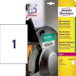 Avery Zweckform Etykiety ZWECKFORM Polietylenowe Ultra Wytrzymałe 210x297mm 10 a - Etykiety do drukarek Avery Zweckform Etykiety ZWECKFORM Polietylenowe Ultra Wytrzymałe 210x297mm 10 a - Etykiety do drukarek - miniaturka - grafika 1