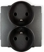 Gniazdka elektryczne - Karlik Gniazdo Podwójne do ramki z uziemieniem 2x2P+Z 11DGPR-2z grafitowy - miniaturka - grafika 1