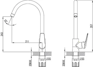 Ferro Dijon Jednouchwytowa bateria kuchenna stojąca z obrotową wylewką, chrom BDJ4 - Baterie kuchenne - miniaturka - grafika 3
