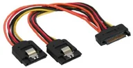 Kable komputerowe i do monitorów - InLine SATA Strom-Y-Kabel, SATA Buchse an 2x SATA Stecker mit Sicherheitslasche, 0,15m - miniaturka - grafika 1