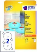 Etykiety do drukarek - Avery Etykiety na płyty CD/DVD Zweckform białe matowe supersize 117 mm, 2 etykie - miniaturka - grafika 1